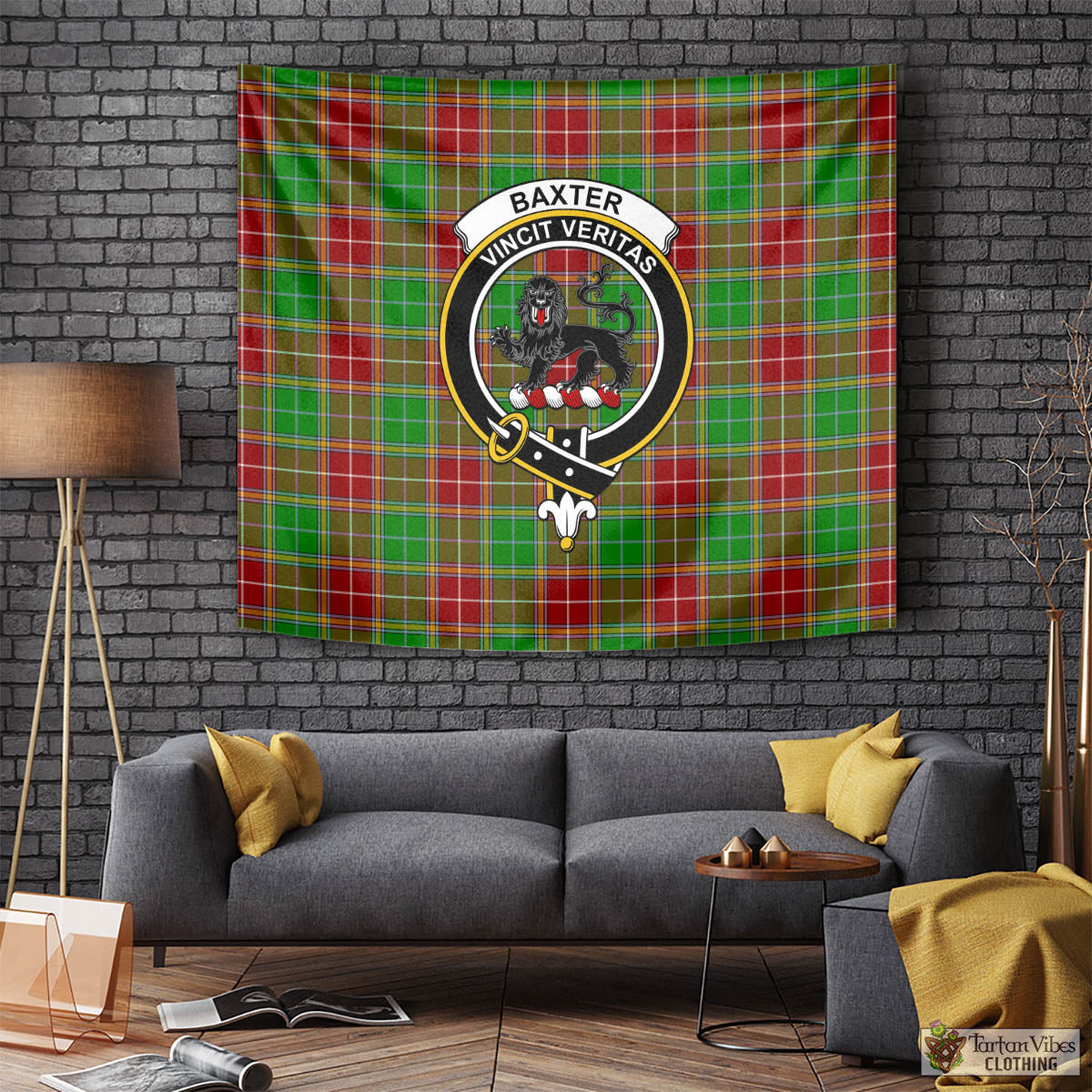 Tartan Vibes Clothing Baxter Modern Tartan Tapestry Wall Hanging and Home Decor for Room with Family Crest