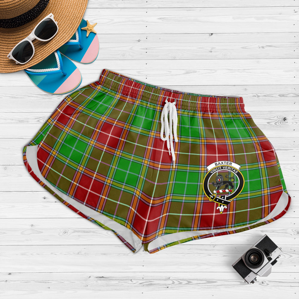 Baxter Modern Tartan Womens Shorts with Family Crest - Tartanvibesclothing