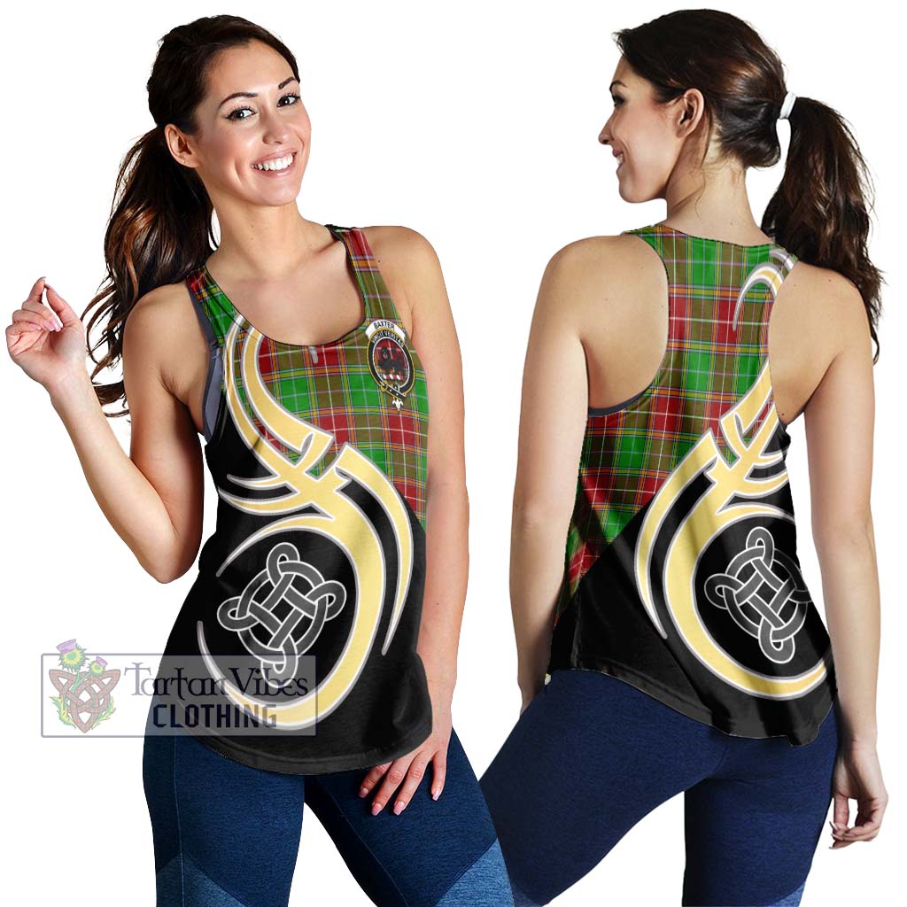 Baxter Modern Tartan Women's Racerback Tanks with Family Crest and Celtic Symbol Style 4XL - Tartan Vibes Clothing