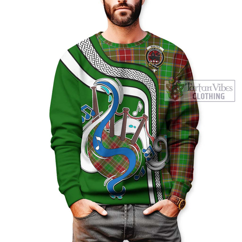 Baxter Modern Tartan Sweatshirt with Epic Bagpipe Style Unisex - Tartanvibesclothing Shop