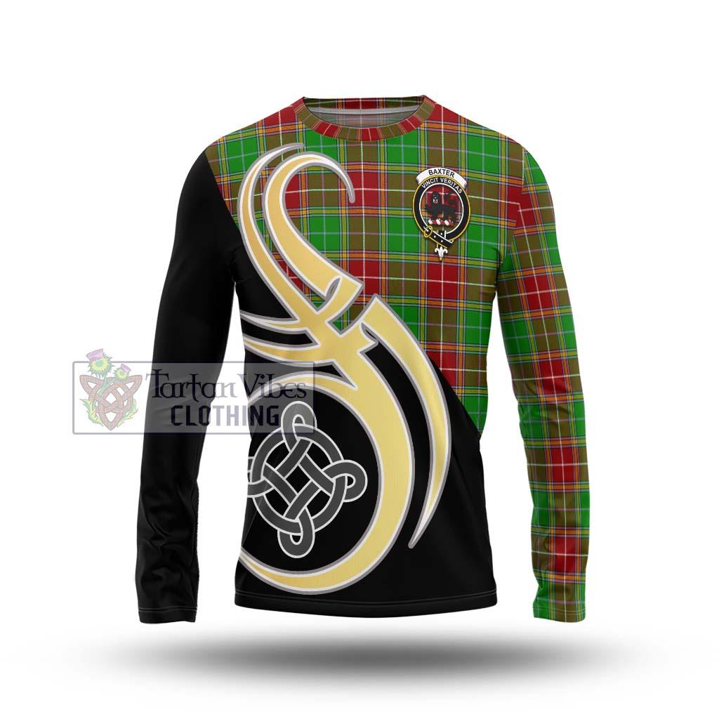 Baxter Modern Tartan Long Sleeve T-Shirt with Family Crest and Celtic Symbol Style Unisex - Tartan Vibes Clothing