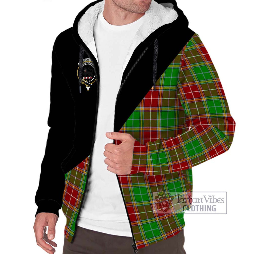 Baxter Modern Tartan Sherpa Hoodie with Family Crest and Military Logo Style Unisex S - Tartanvibesclothing Shop