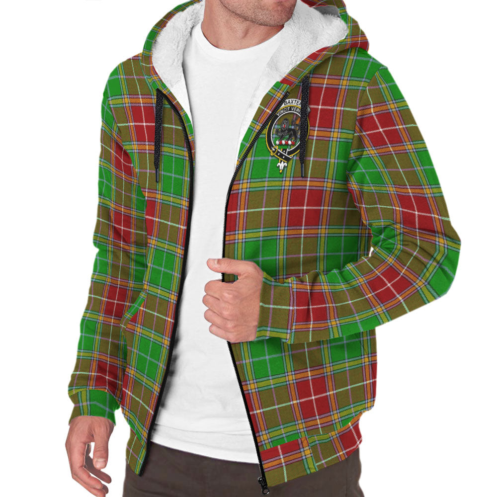 Baxter Modern Tartan Sherpa Hoodie with Family Crest - Tartanvibesclothing