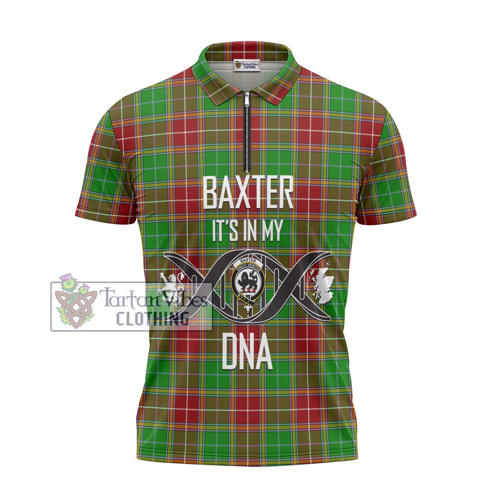 Baxter Modern Tartan Zipper Polo Shirt with Family Crest DNA In Me Style - Tartanvibesclothing Shop