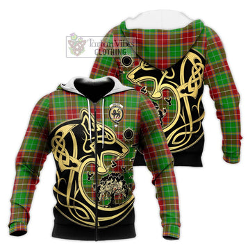 Baxter Modern Tartan Knitted Hoodie with Family Crest Celtic Wolf Style