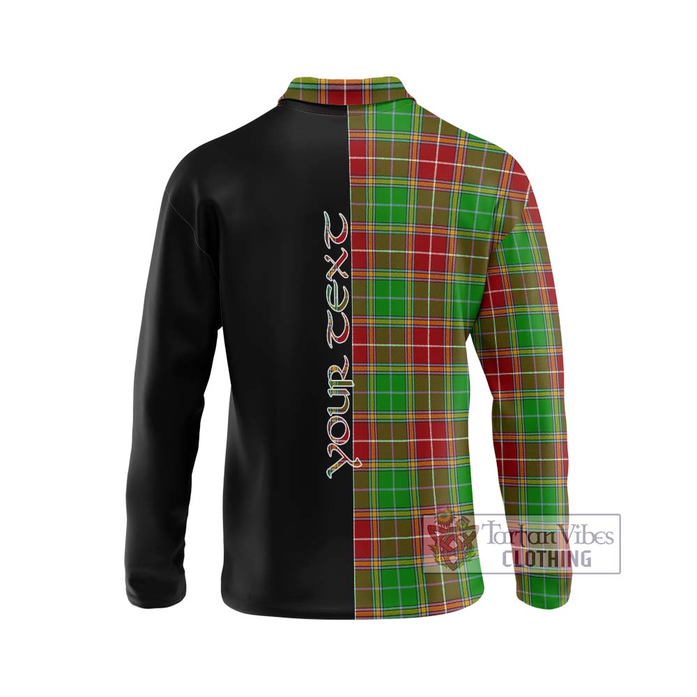 Baxter Modern Tartan Long Sleeve Polo Shirt with Family Crest and Half Of Me Style - Tartanvibesclothing Shop