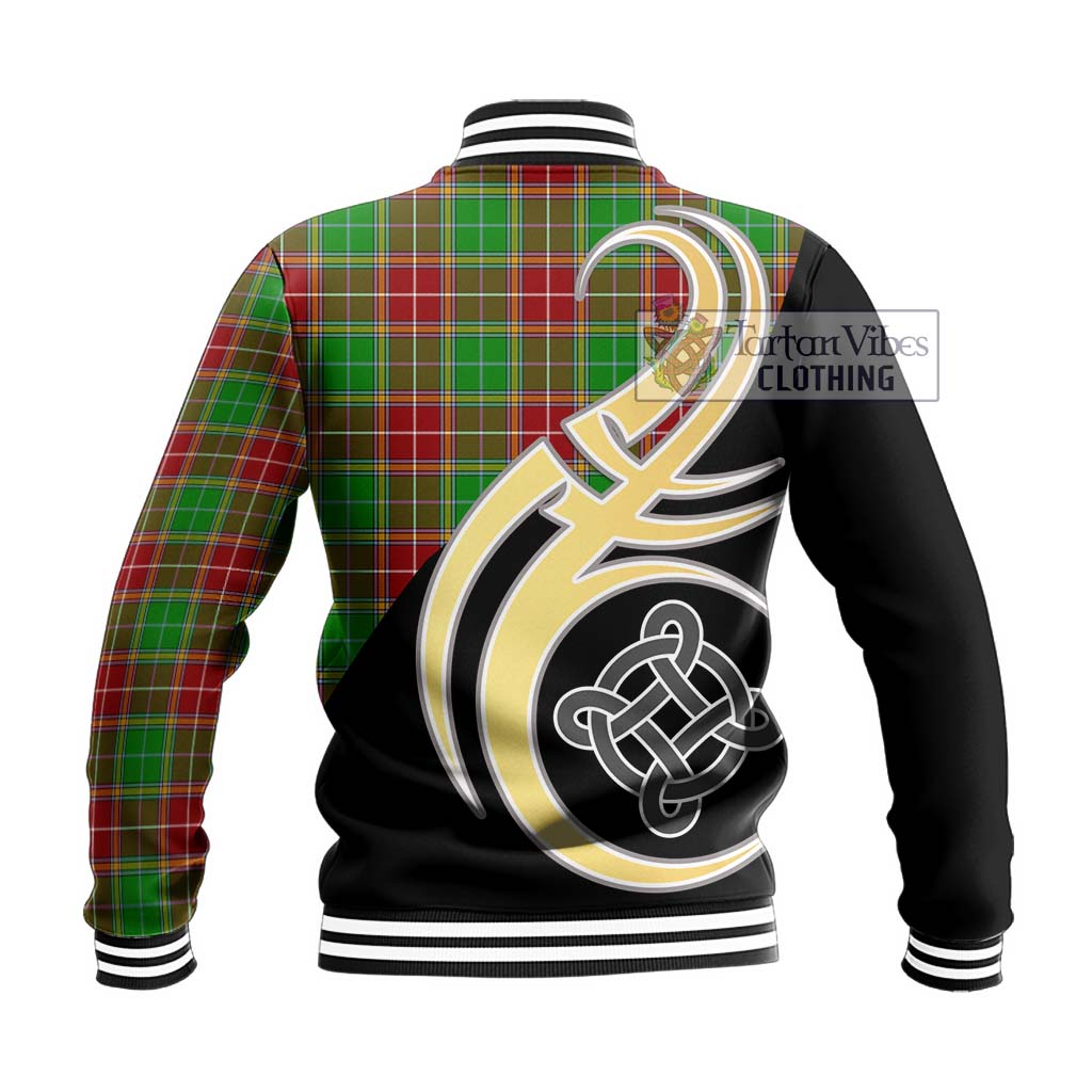 Baxter Modern Tartan Baseball Jacket with Family Crest and Celtic Symbol Style - Tartan Vibes Clothing