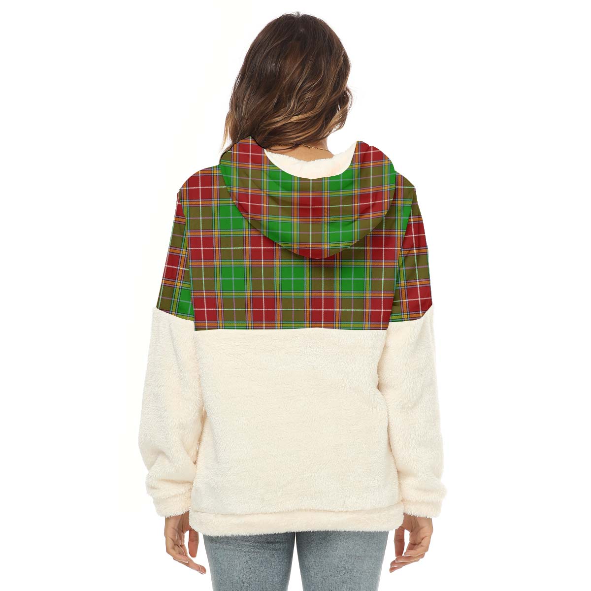 Baxter Modern Tartan Women's Borg Fleece Hoodie With Half Zip with Family Crest - Tartanvibesclothing