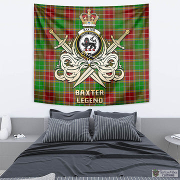 Baxter Modern Tartan Tapestry with Clan Crest and the Golden Sword of Courageous Legacy