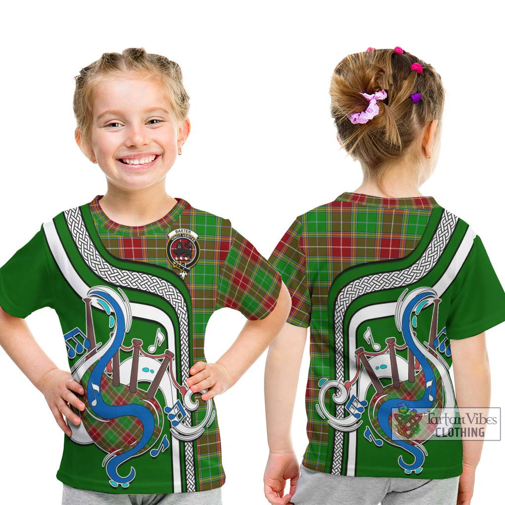 Tartan Vibes Clothing Baxter Modern Tartan Kid T-Shirt with Epic Bagpipe Style