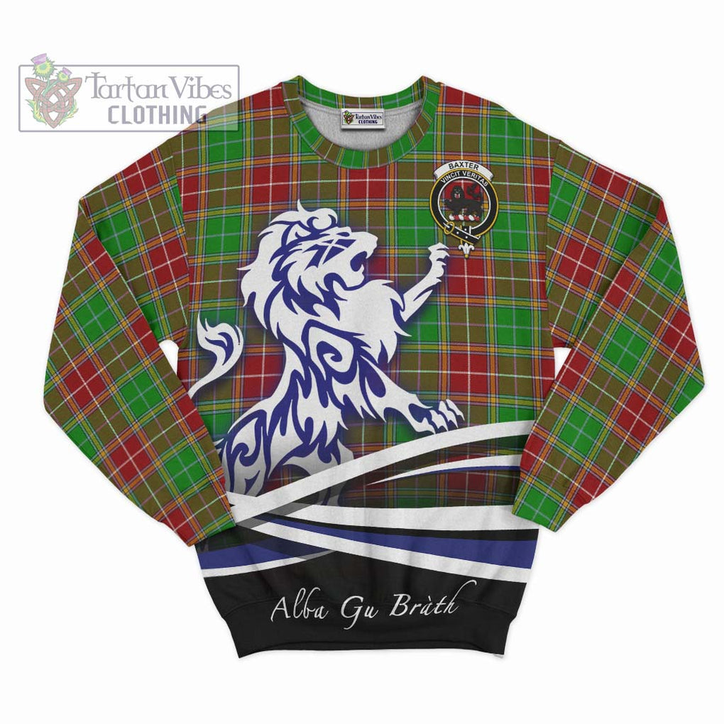 Baxter Modern Tartan Sweatshirt with Alba Gu Brath Regal Lion Emblem - Tartanvibesclothing Shop