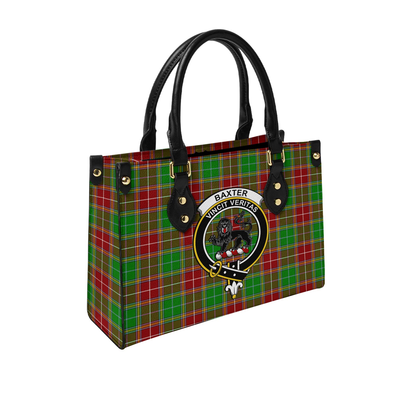 Baxter Modern Tartan Leather Bag with Family Crest - Tartanvibesclothing