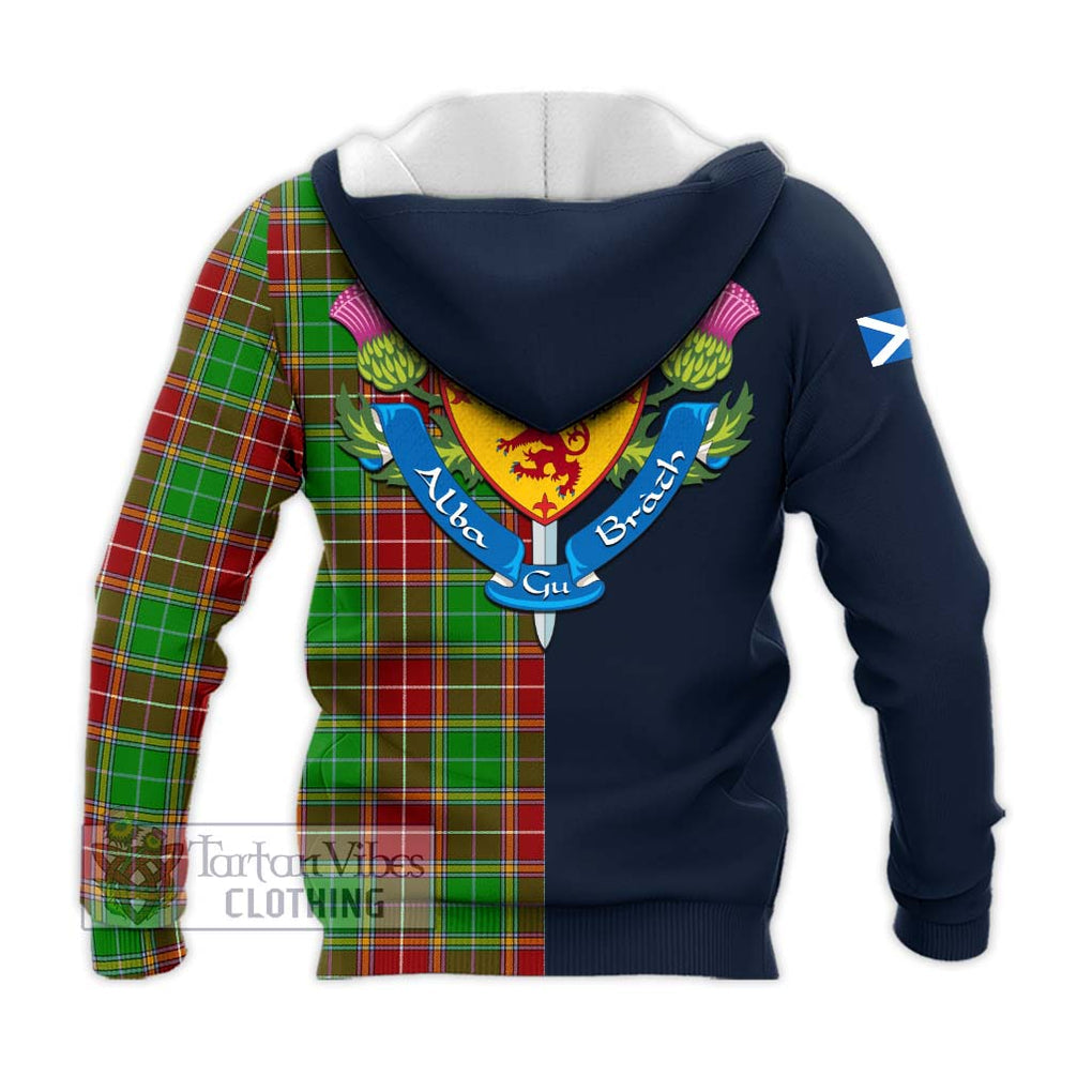 Tartan Vibes Clothing Baxter Modern Tartan Knitted Hoodie with Scottish Lion Royal Arm Half Style