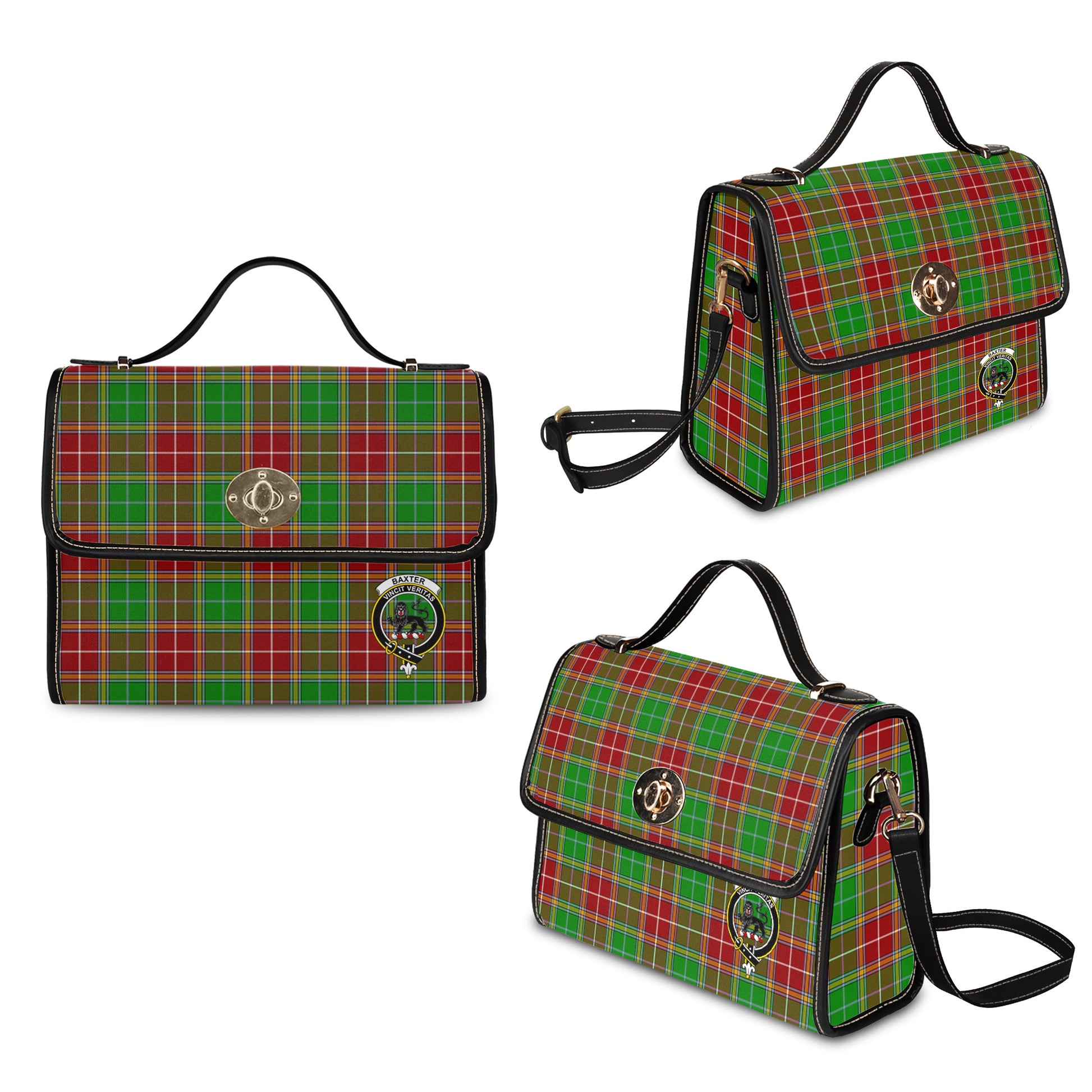 Baxter Modern Tartan Leather Strap Waterproof Canvas Bag with Family Crest - Tartanvibesclothing