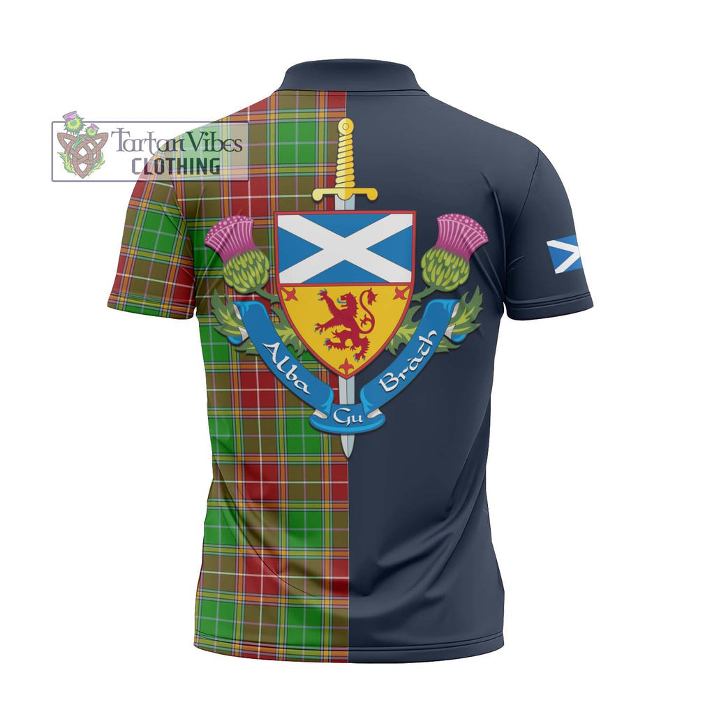 Tartan Vibes Clothing Baxter Modern Tartan Zipper Polo Shirt with Scottish Lion Royal Arm Half Style