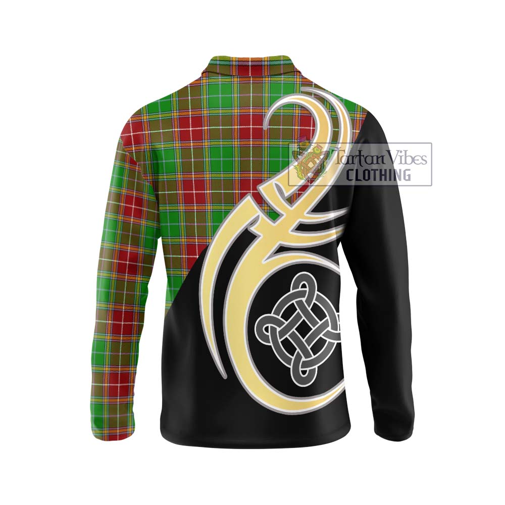 Baxter Modern Tartan Long Sleeve Polo Shirt with Family Crest and Celtic Symbol Style - Tartan Vibes Clothing