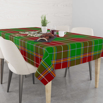 Baxter Modern Tartan Tablecloth with Clan Crest and the Golden Sword of Courageous Legacy