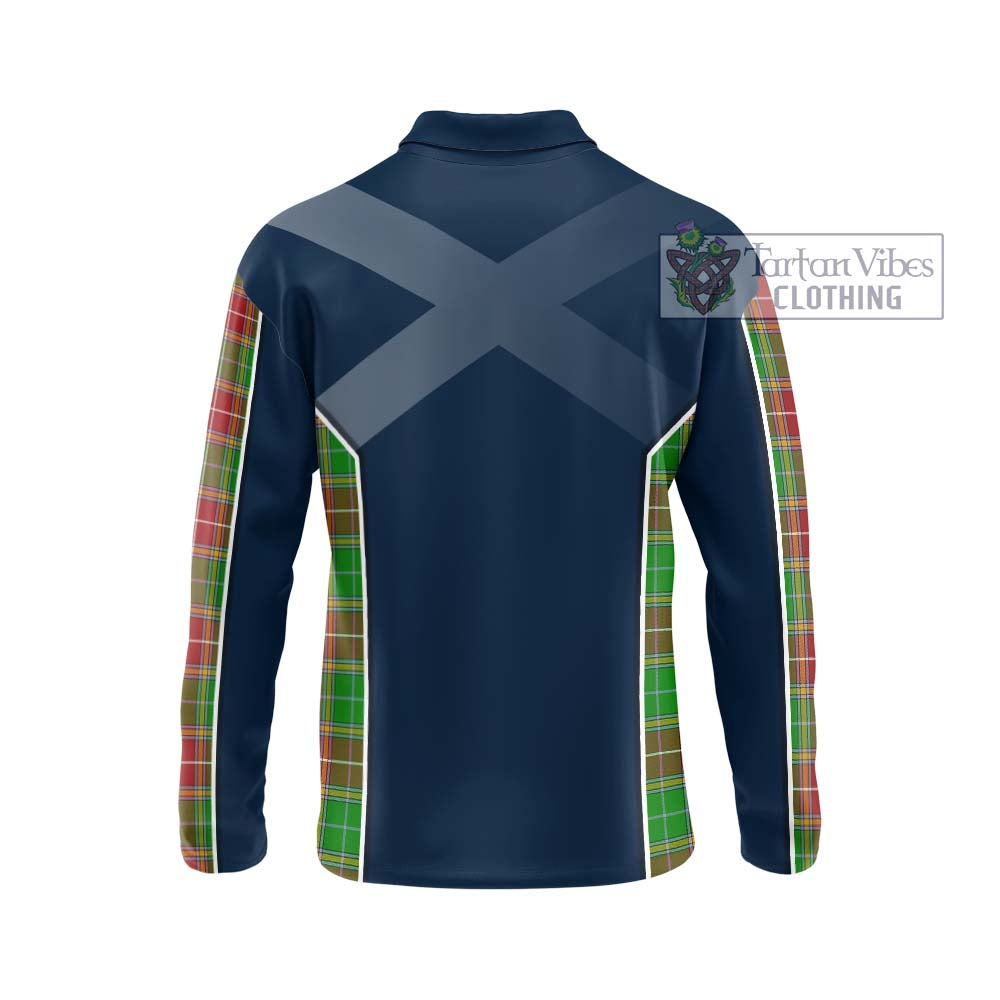 Baxter Modern Tartan Long Sleeve Polo Shirt with Family Crest and Lion Rampant Vibes Sport Style - Tartan Vibes Clothing