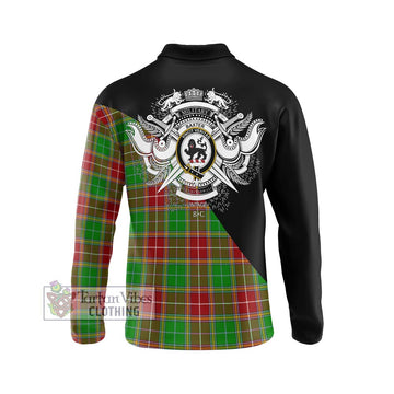 Baxter Modern Tartan Long Sleeve Polo Shirt with Family Crest and Military Logo Style