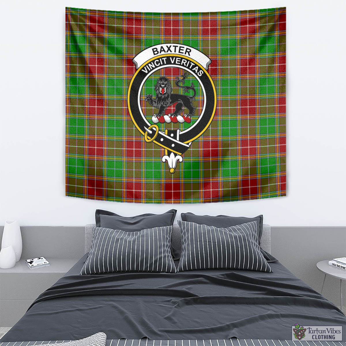 Tartan Vibes Clothing Baxter Modern Tartan Tapestry Wall Hanging and Home Decor for Room with Family Crest