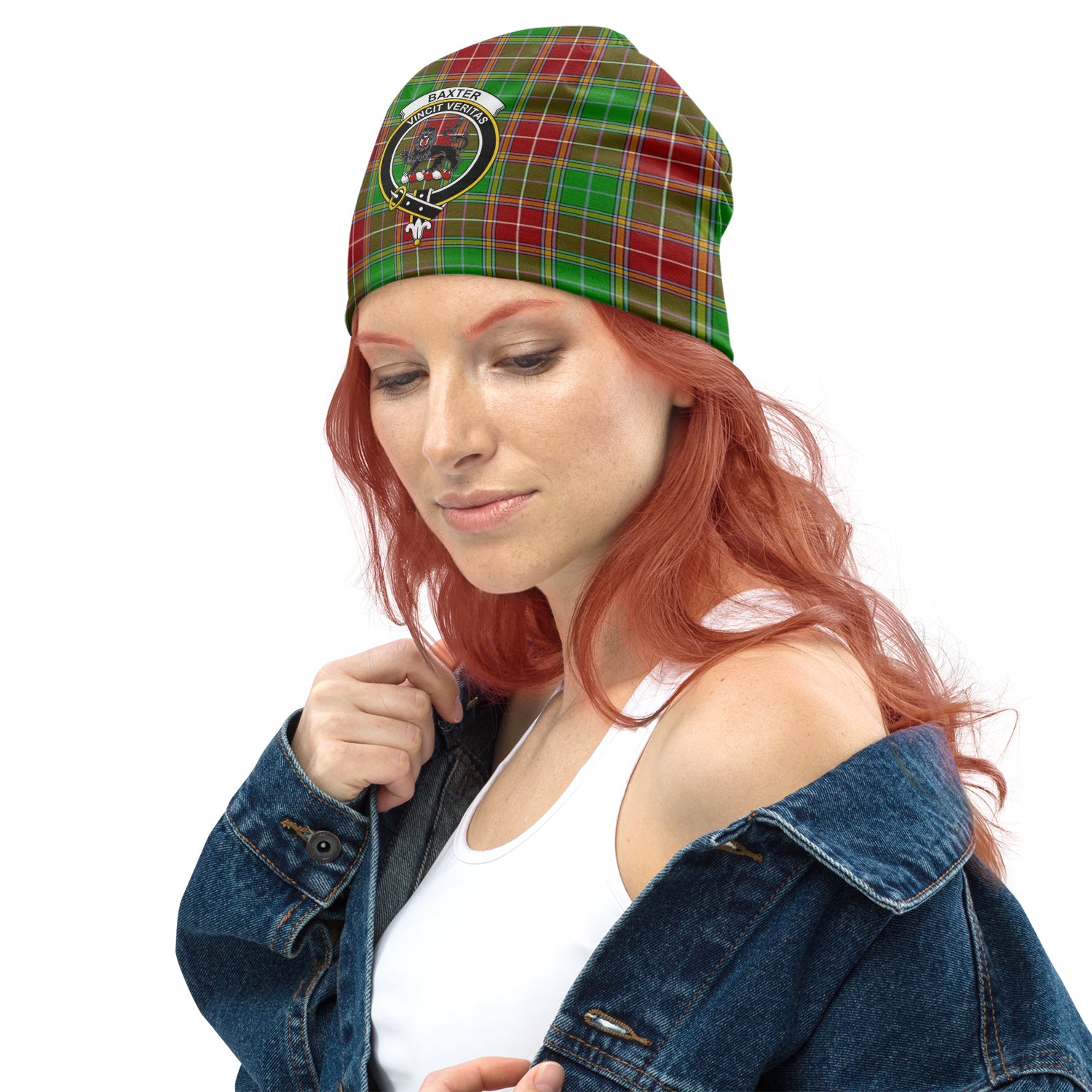 Baxter Modern Tartan Beanies Hat with Family Crest - Tartan Vibes Clothing