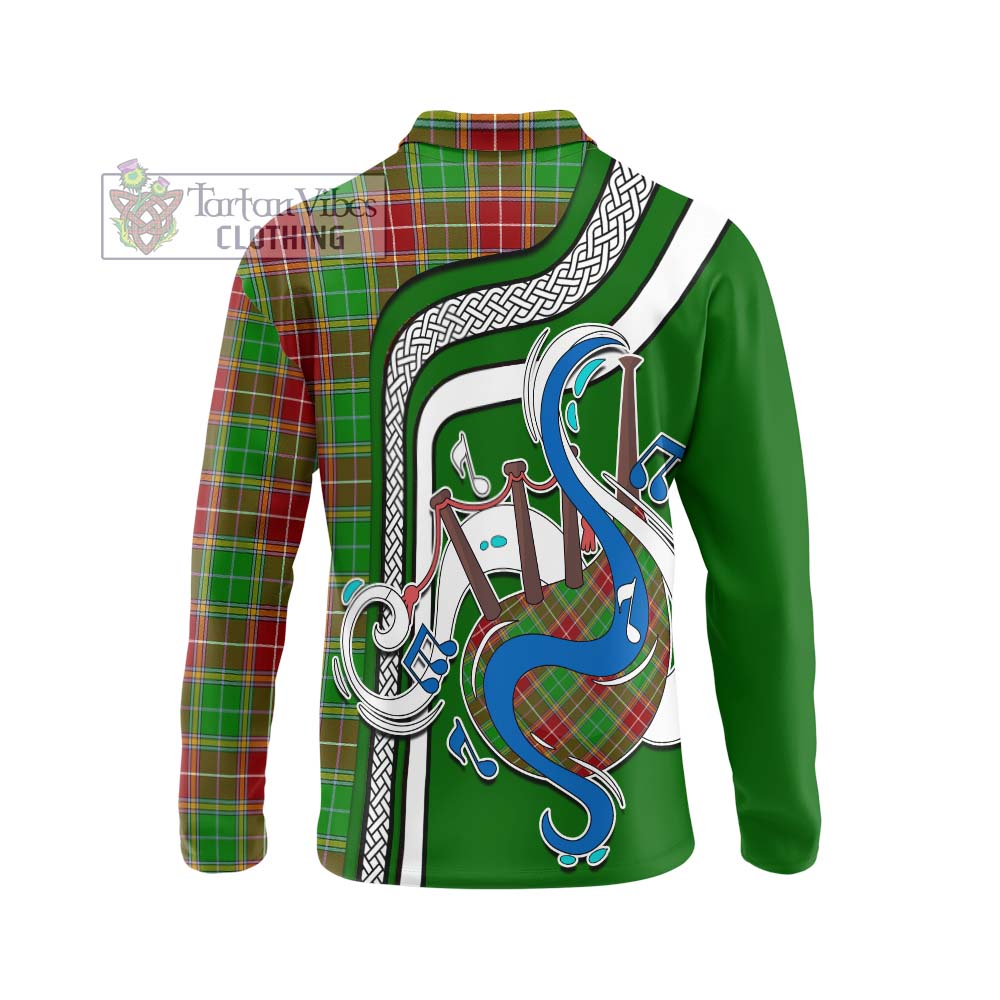 Tartan Vibes Clothing Baxter Modern Tartan Long Sleeve Polo Shirt with Epic Bagpipe Style