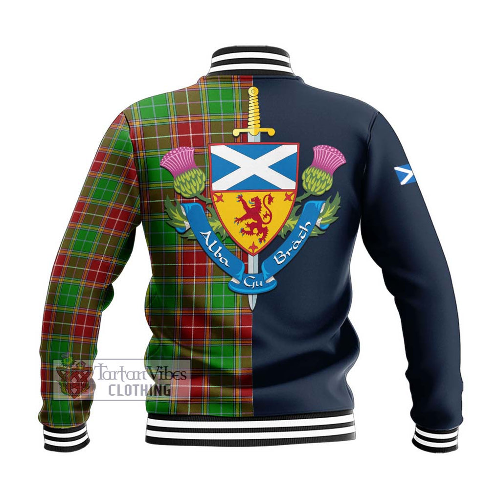 Tartan Vibes Clothing Baxter Modern Tartan Baseball Jacket with Scottish Lion Royal Arm Half Style