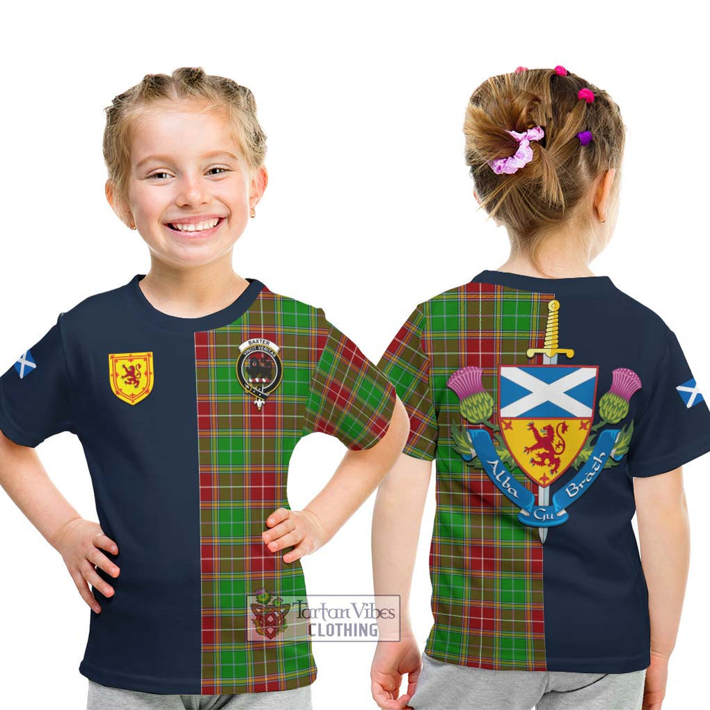 Tartan Vibes Clothing Baxter Modern Tartan Kid T-Shirt with Scottish Lion Royal Arm Half Style