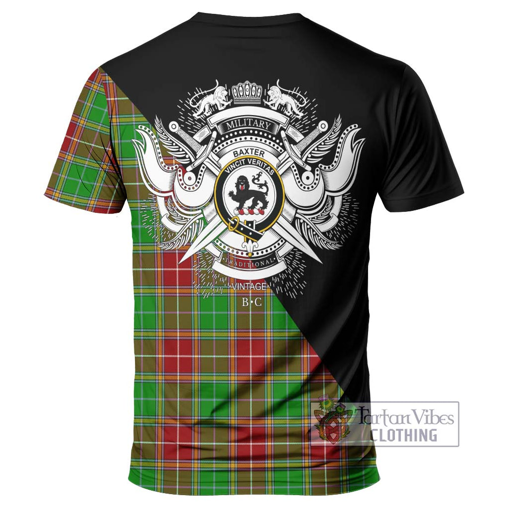 Baxter Modern Tartan T-Shirt with Family Crest and Military Logo Style - Tartanvibesclothing Shop