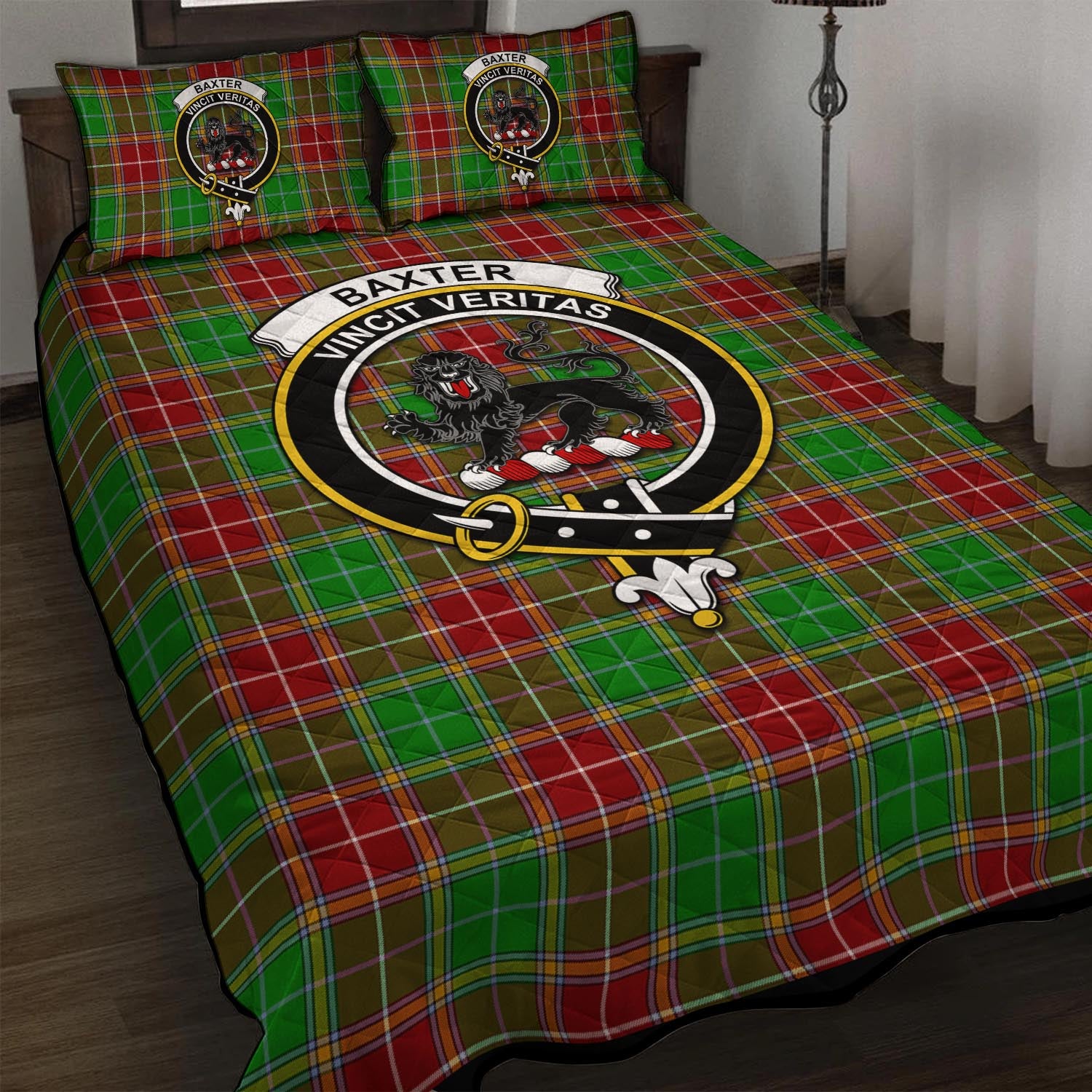 Baxter Modern Tartan Quilt Bed Set with Family Crest - Tartan Vibes Clothing