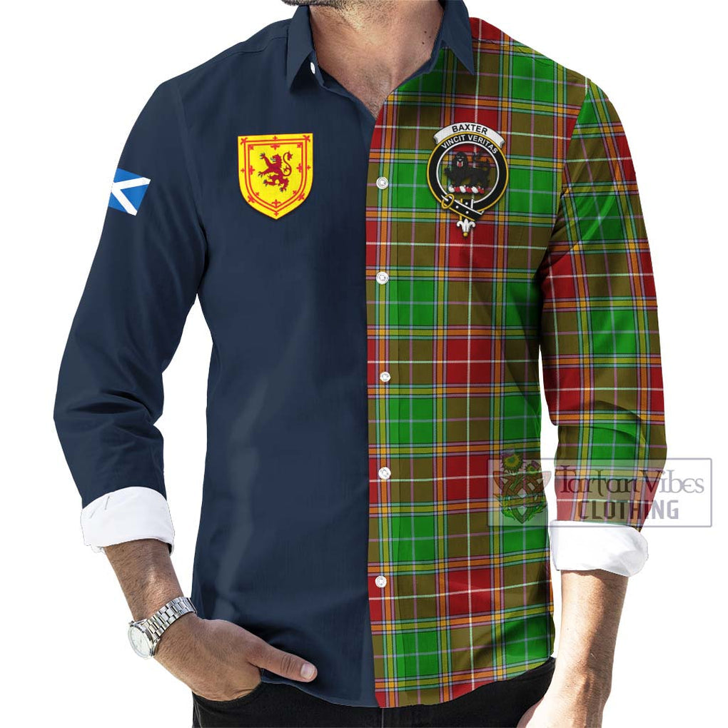 Tartan Vibes Clothing Baxter Modern Tartan Long Sleeve Button Shirt with Scottish Lion Royal Arm Half Style