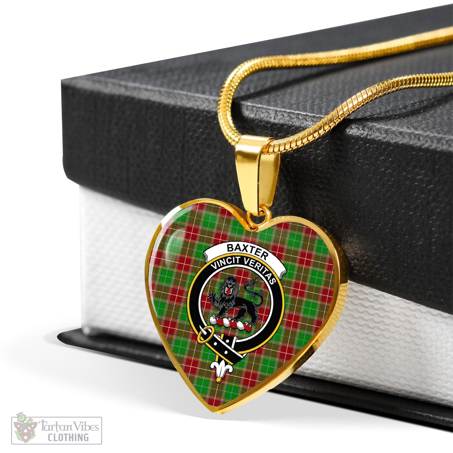 Tartan Vibes Clothing Baxter Modern Tartan Heart Necklace with Family Crest