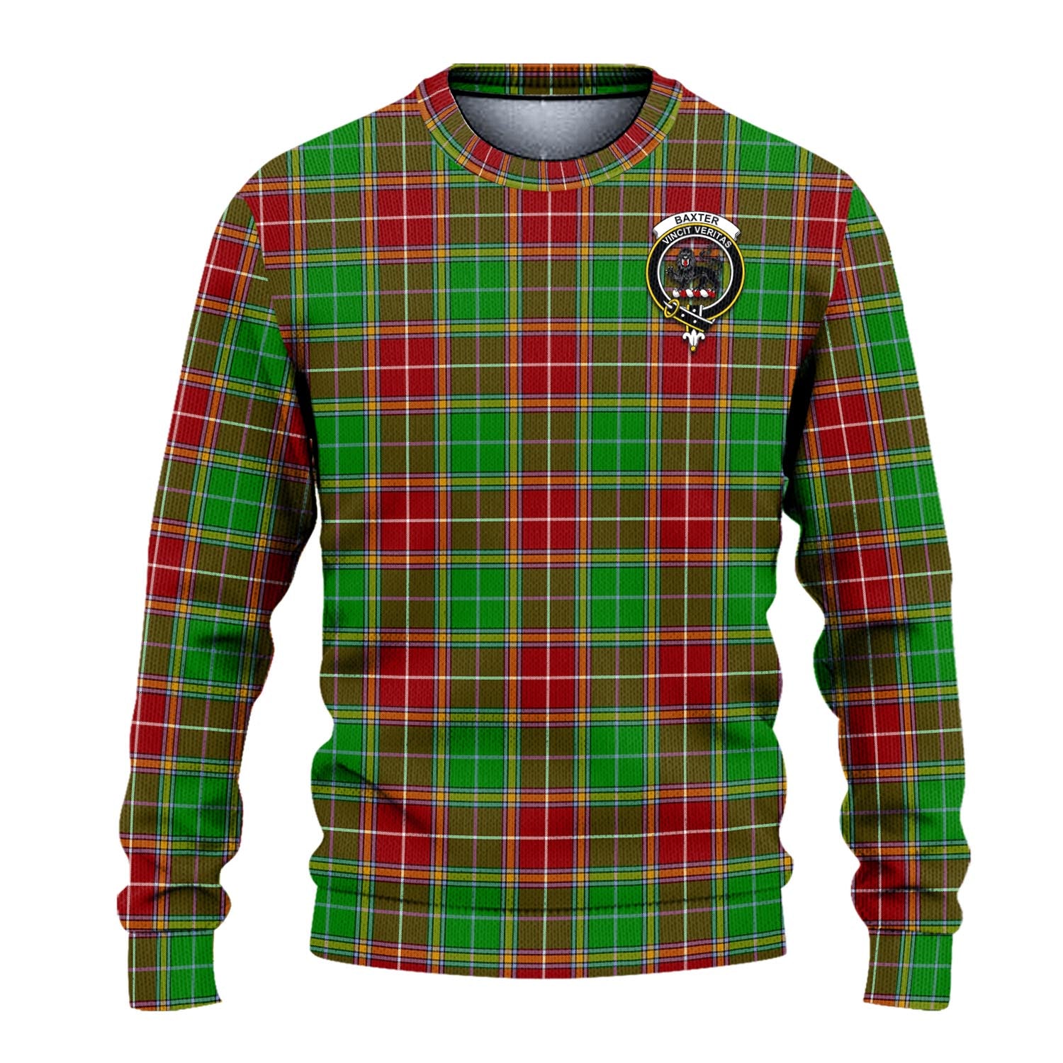 Baxter Modern Tartan Knitted Sweater with Family Crest - Tartanvibesclothing