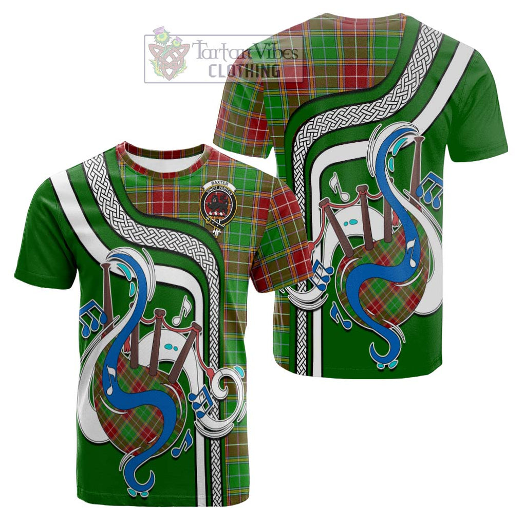 Tartan Vibes Clothing Baxter Modern Tartan Cotton T-shirt with Epic Bagpipe Style