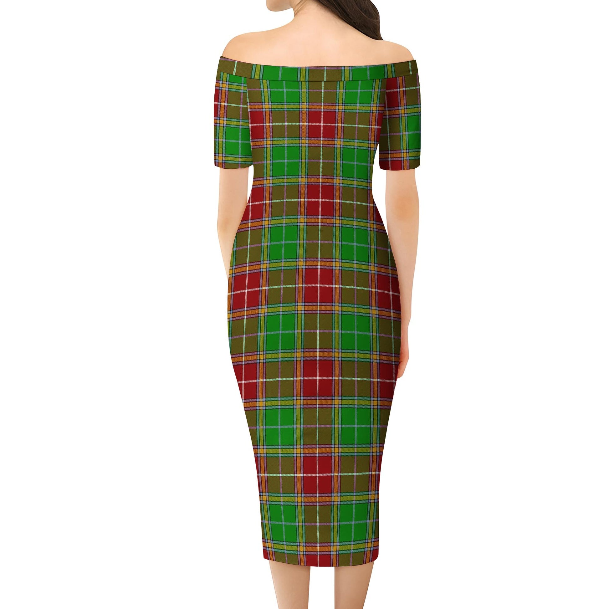 Baxter Modern Tartan Off Shoulder Lady Dress - Tartanvibesclothing