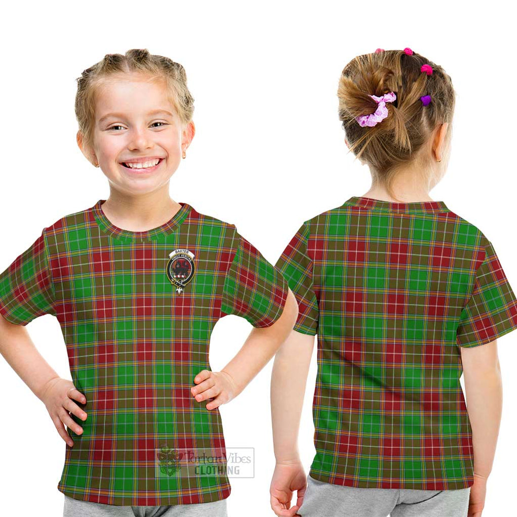 Baxter Modern Tartan Kid T-Shirt with Family Crest - Tartanvibesclothing Shop