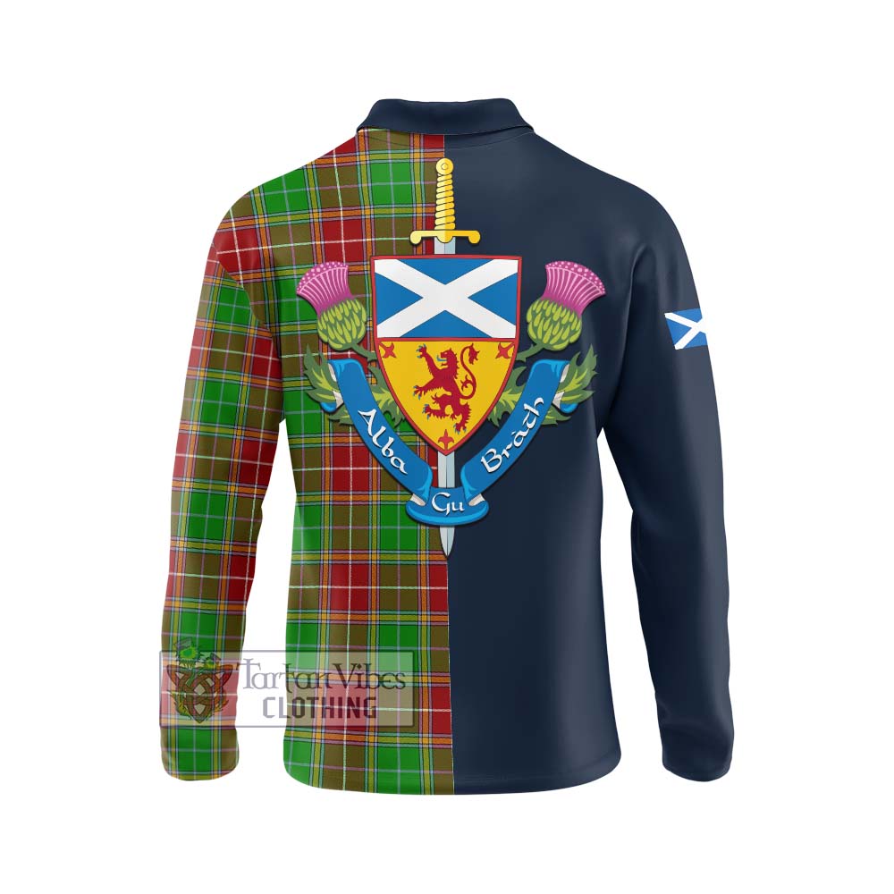 Tartan Vibes Clothing Baxter Modern Tartan Long Sleeve Polo Shirt with Scottish Lion Royal Arm Half Style