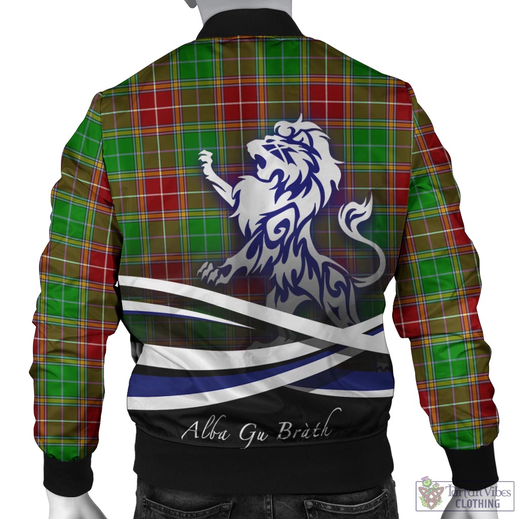 Tartan Vibes Clothing Baxter Modern Tartan Bomber Jacket with Alba Gu Brath Regal Lion Emblem