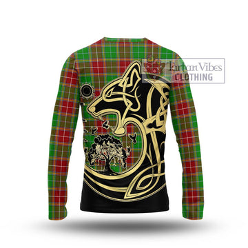 Baxter Modern Tartan Long Sleeve T-Shirt with Family Crest Celtic Wolf Style