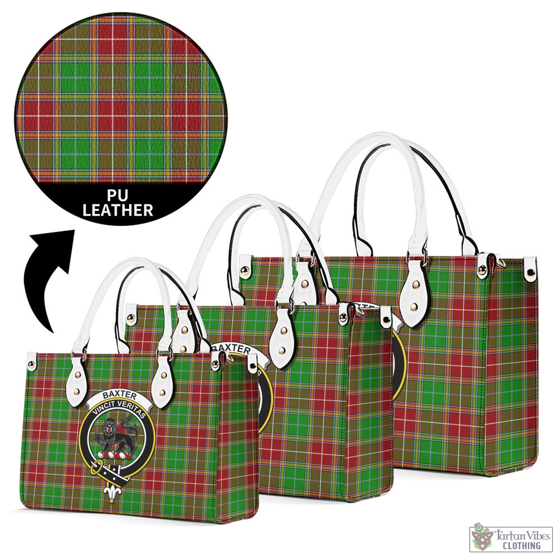 Tartan Vibes Clothing Baxter Modern Tartan Luxury Leather Handbags with Family Crest