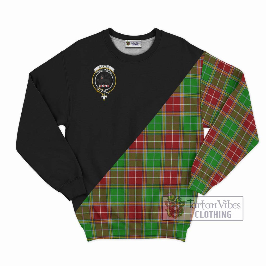 Baxter Modern Tartan Sweatshirt with Family Crest and Military Logo Style - Tartanvibesclothing Shop