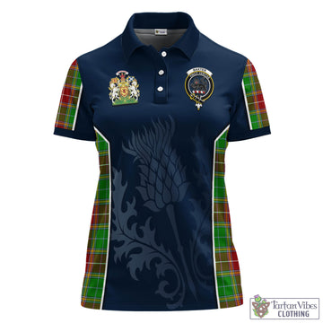 Baxter Modern Tartan Women's Polo Shirt with Family Crest and Scottish Thistle Vibes Sport Style