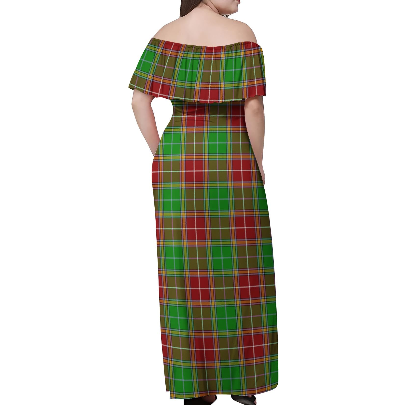 Baxter Modern Tartan Off Shoulder Long Dress - Tartanvibesclothing