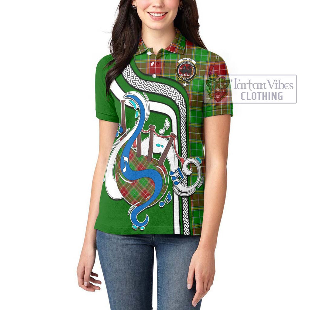 Baxter Modern Tartan Women's Polo Shirt with Epic Bagpipe Style - Tartanvibesclothing Shop