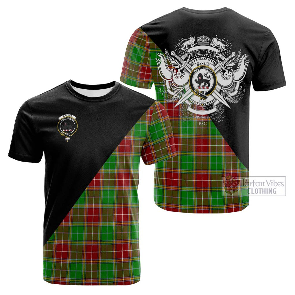 Tartan Vibes Clothing Baxter Modern Tartan Cotton T-shirt with Family Crest and Military Logo Style