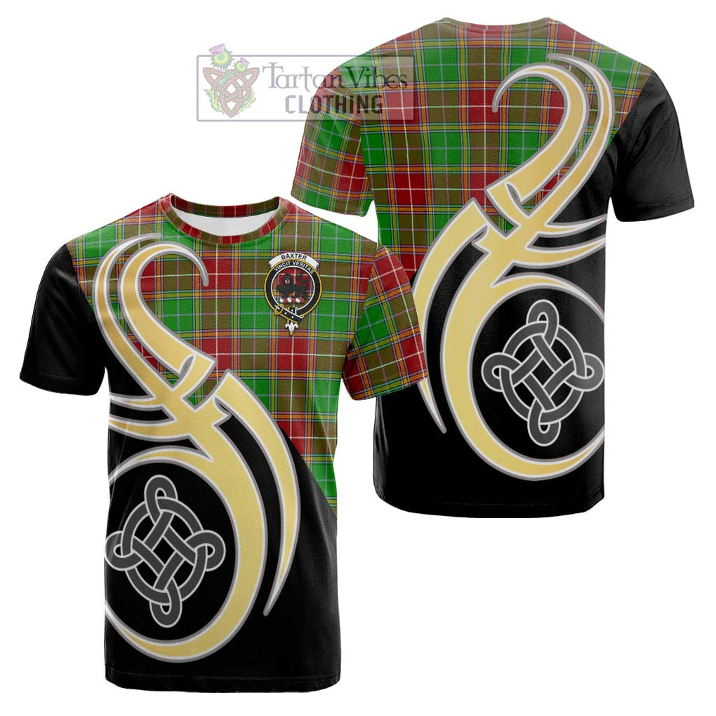 Tartan Vibes Clothing Baxter Modern Tartan Cotton T-shirt with Family Crest and Celtic Symbol Style