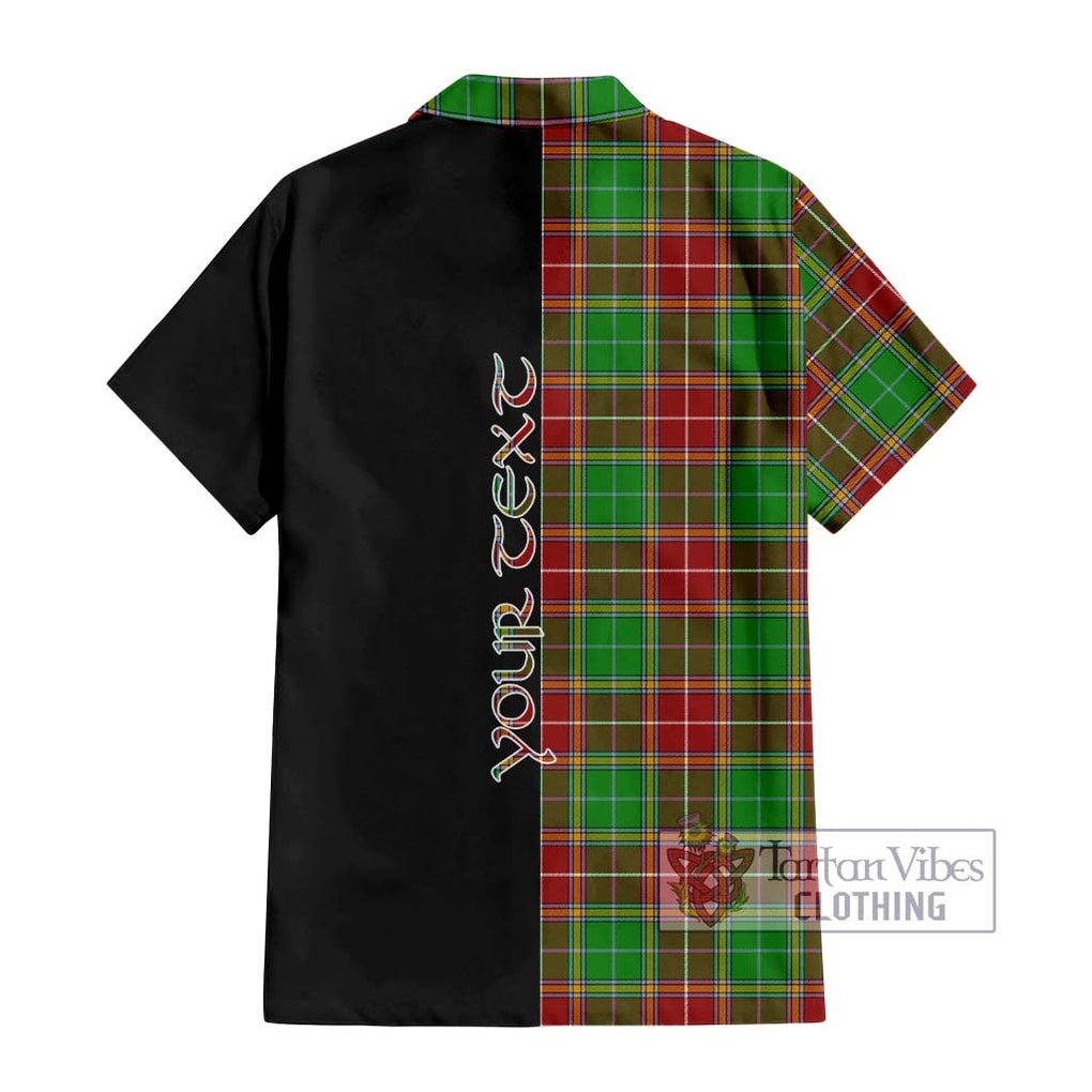 Baxter Modern Tartan Short Sleeve Button Shirt with Family Crest and Half Of Me Style - Tartanvibesclothing Shop