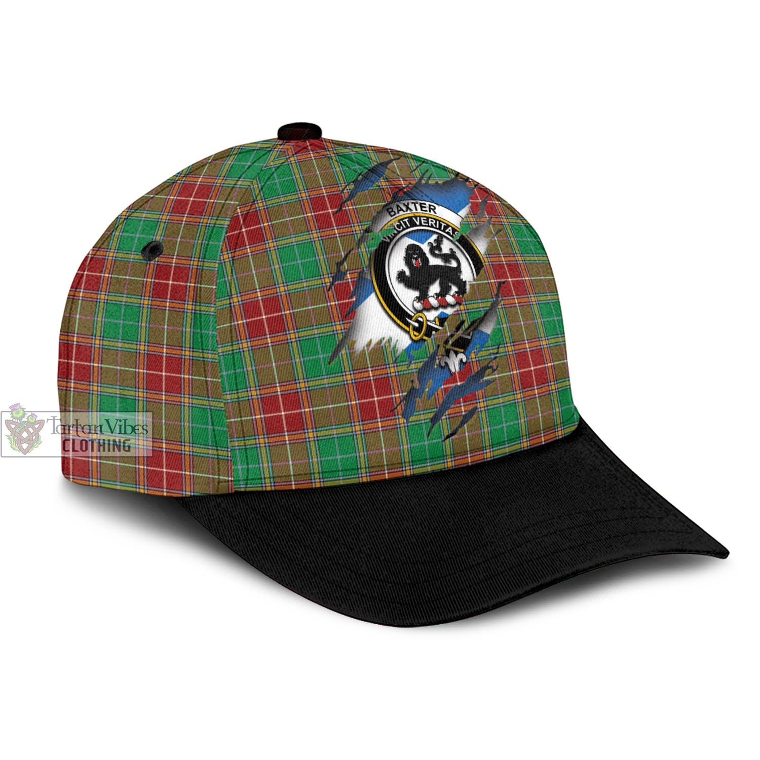 Tartan Vibes Clothing Baxter Modern Tartan Classic Cap with Family Crest In Me Style