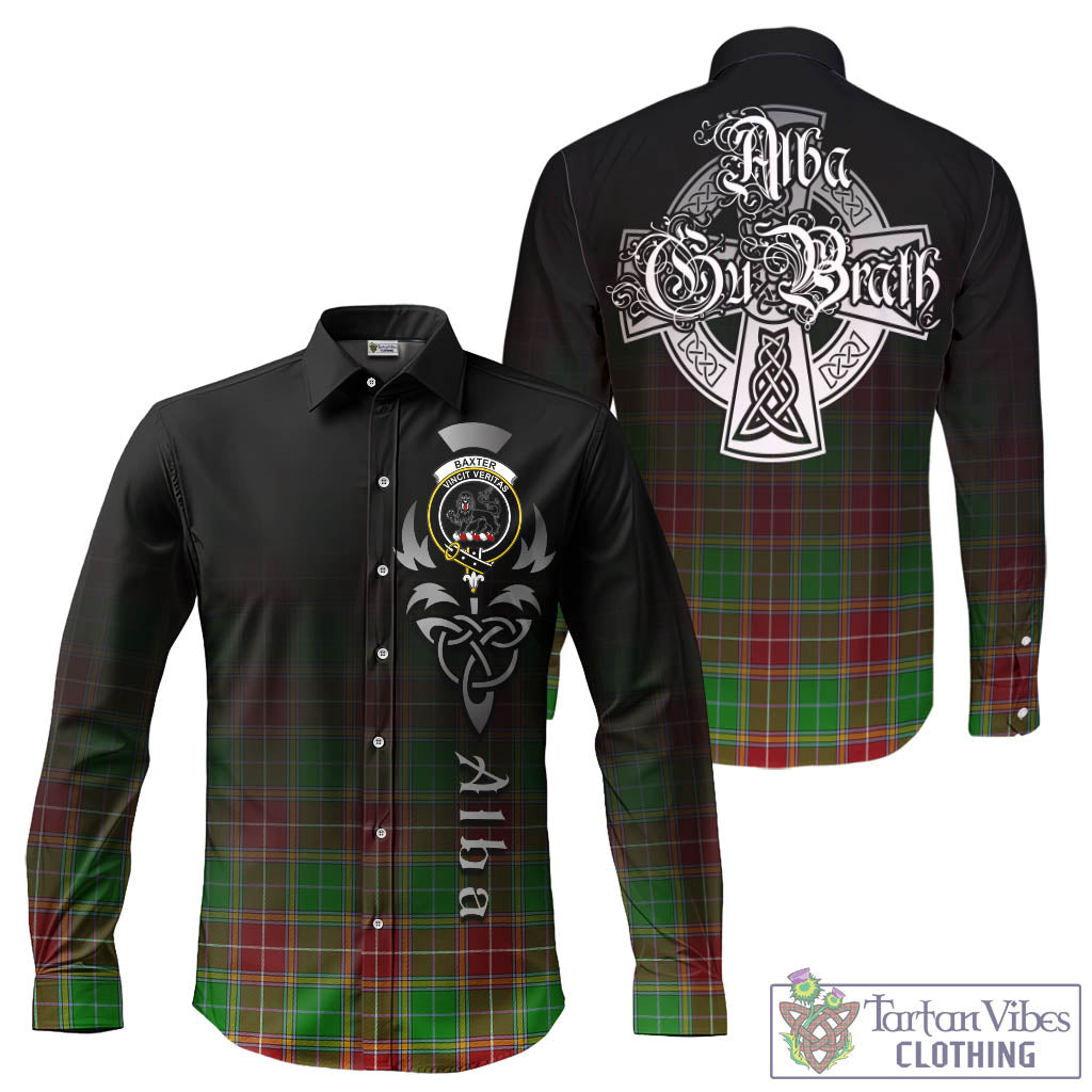 Tartan Vibes Clothing Baxter Modern Tartan Long Sleeve Button Up Featuring Alba Gu Brath Family Crest Celtic Inspired