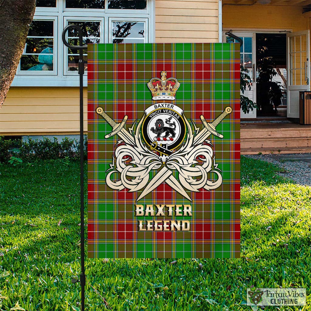 Tartan Vibes Clothing Baxter Modern Tartan Flag with Clan Crest and the Golden Sword of Courageous Legacy